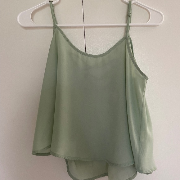 Mine Mint Green Hi-Low Mesh Spaghetti Strap Crop Top Size M 🌷🌺🌷 - Picture 2 of 12